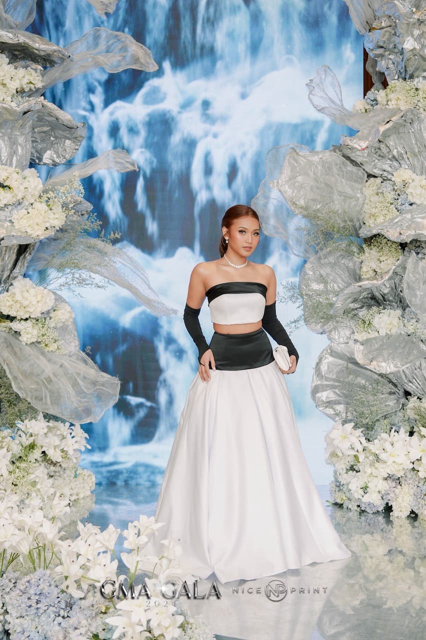 Lyra at GMA Gala 2024 in a black and white gown